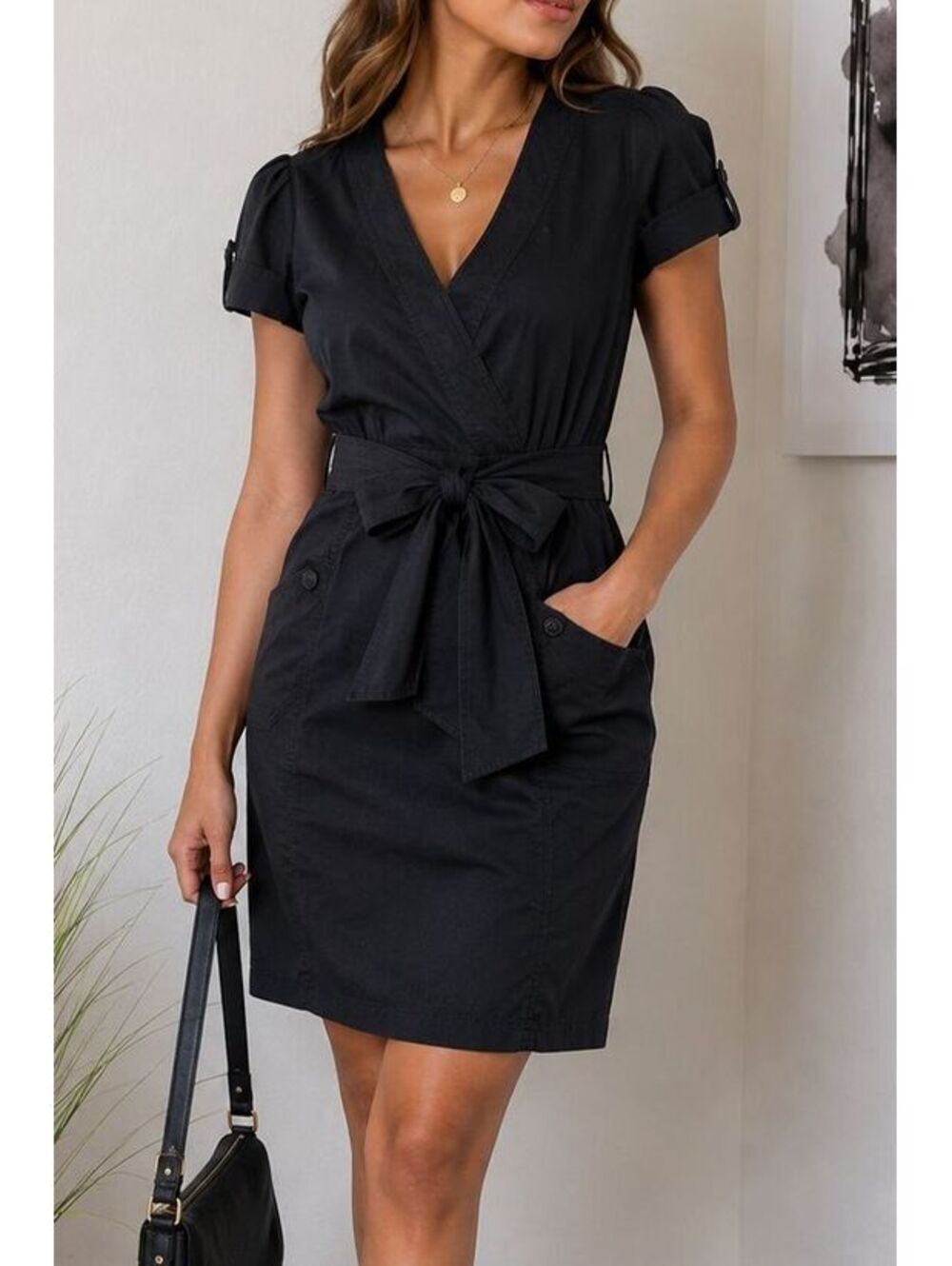 BCBGMaxAzria Jules Black Tie Waist Dress – Women's Size 2